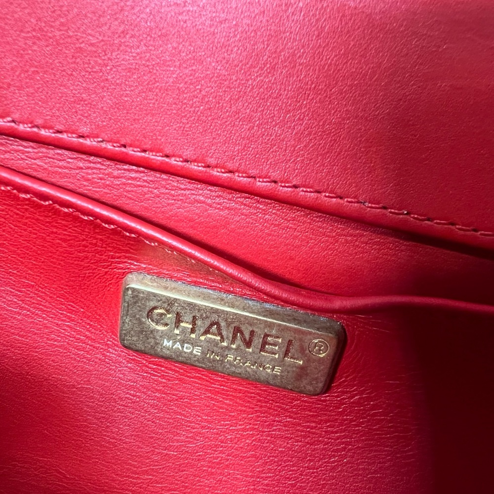 Chanel Red Python And Leather Medium Boy Flap Bag - image 4